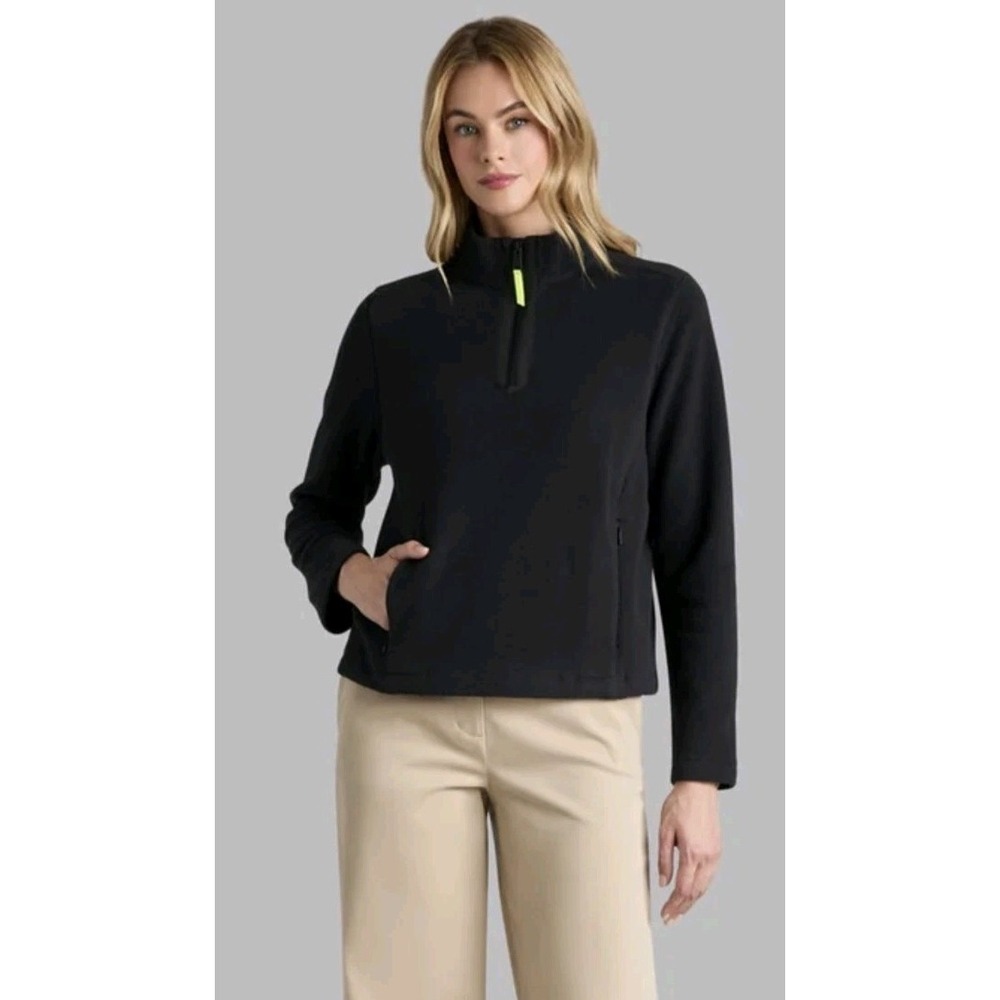 New G/Fore Golf FLEECE Pullover Women L ONYX Regular Fit Jacket Zip Long Sleeve